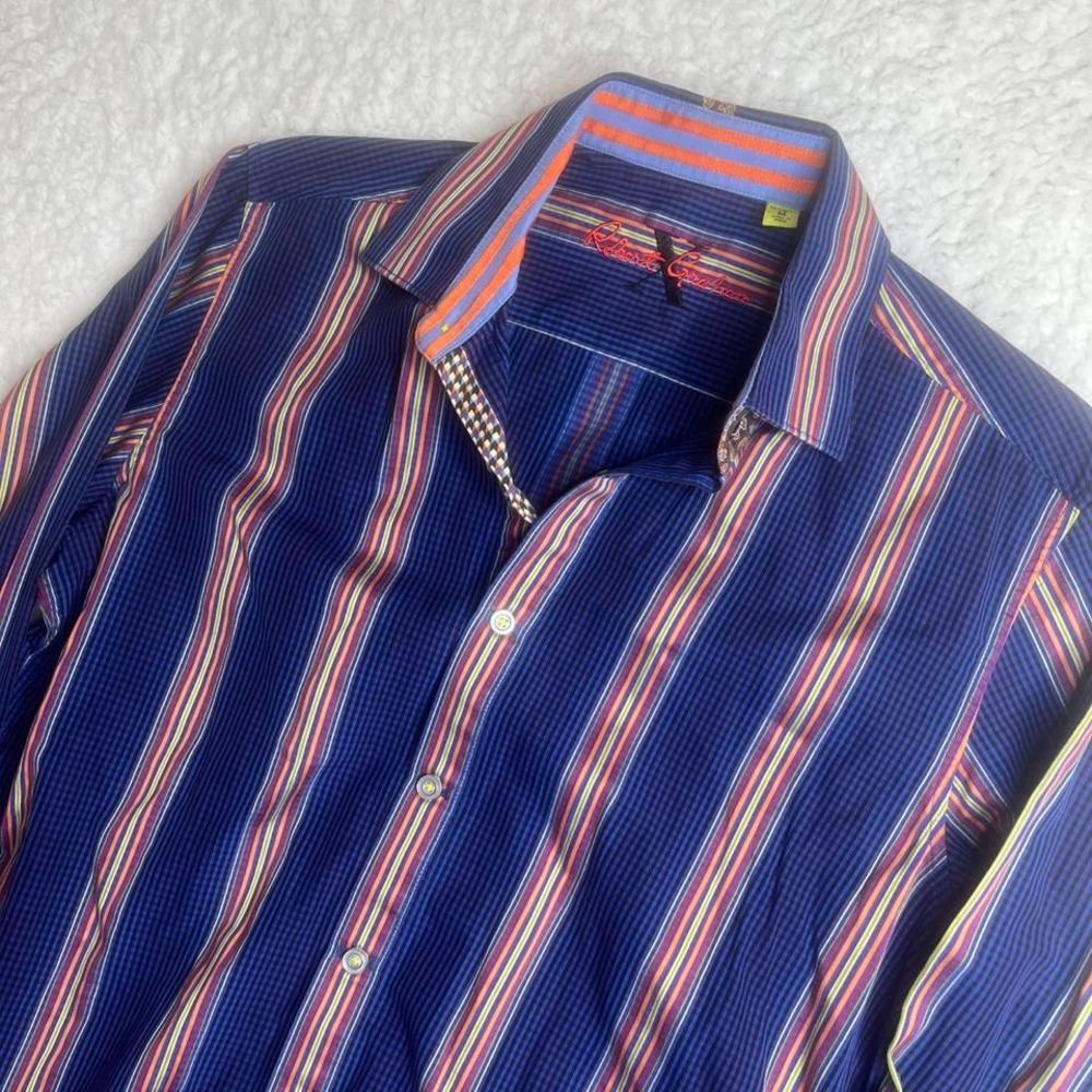 Robert graham X mens‎ blue striped long sleeve button up aop preppy
